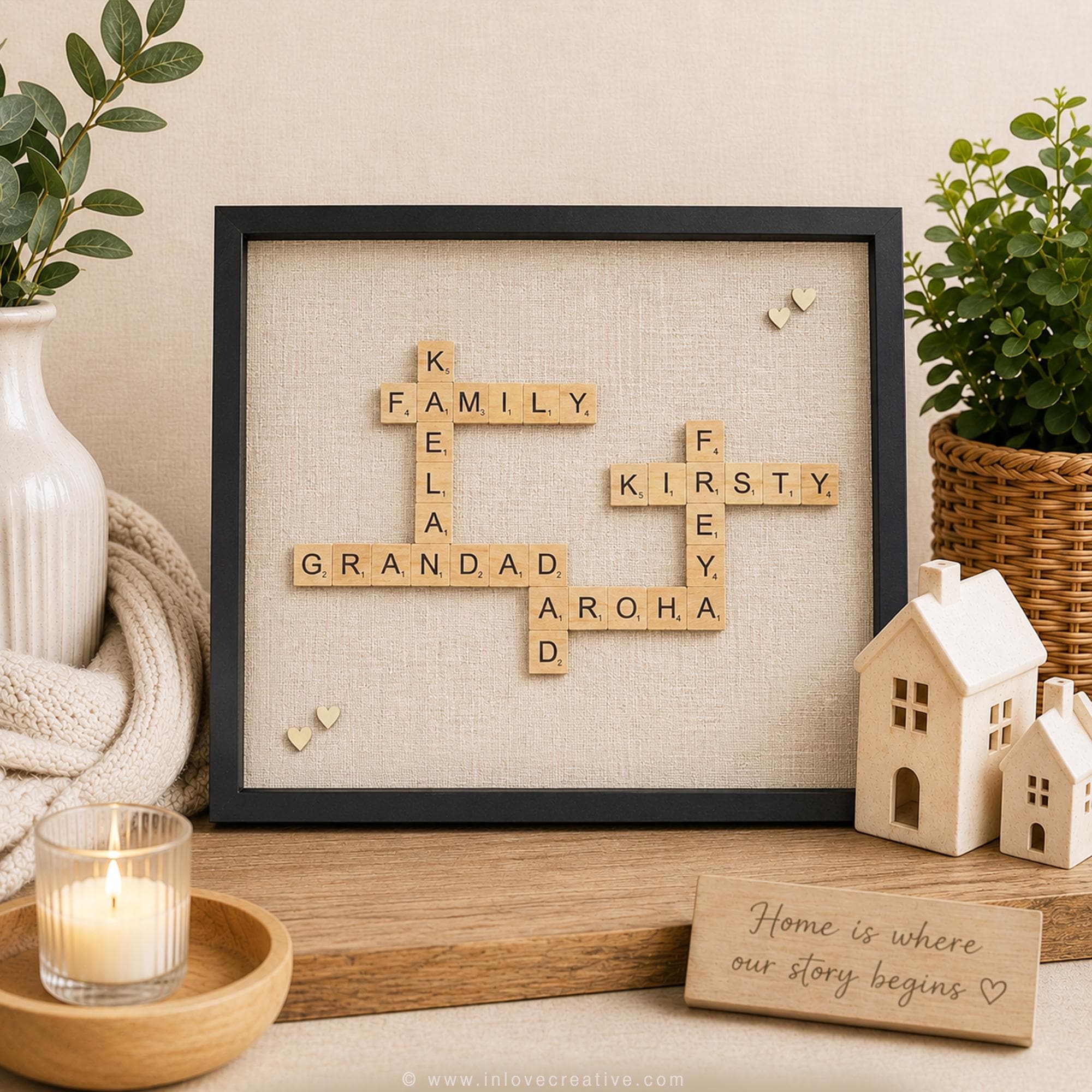 New Home Family Scrabble Frame