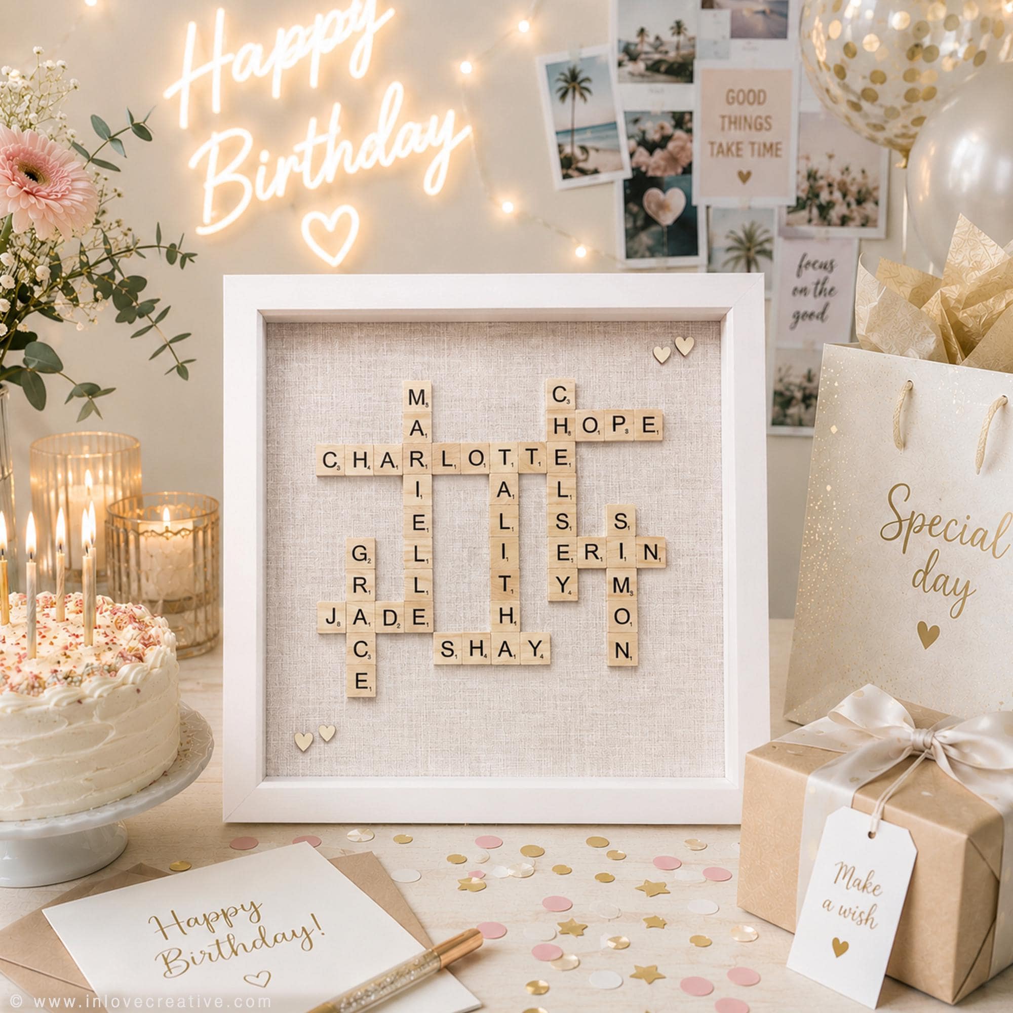 Birthday Gift for Her | Scrabble Name Frame
